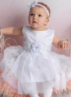 robe de baptême + bandeau Clarisse