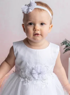 robe de baptême + bandeau Clarisse
