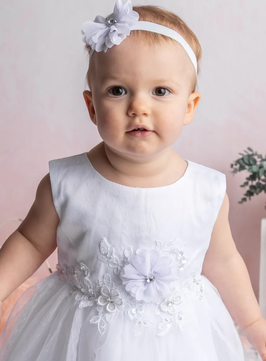 robe de baptême + bandeau Clarisse