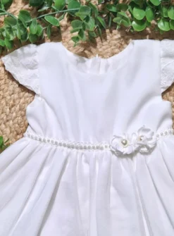 Robe de baptême bébé fille ivoire avec dentelle et perles