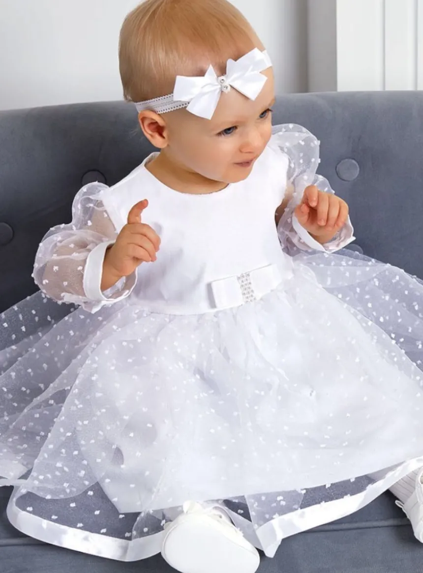 Robe de baptême blanche + bandeau Philippine