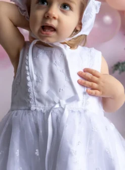 Robe de baptême + cape + bonnet Garance