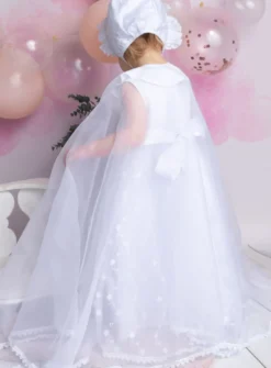 Robe de baptême + cape + bonnet Garance