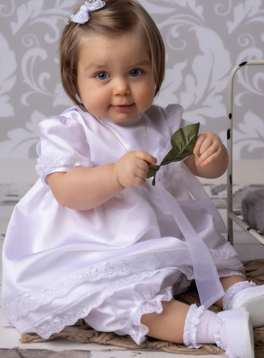 robe de baptême + culotte bloomer fille