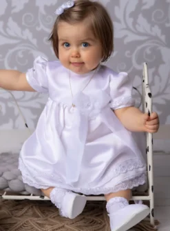 robe de baptême + culotte bloomer fille