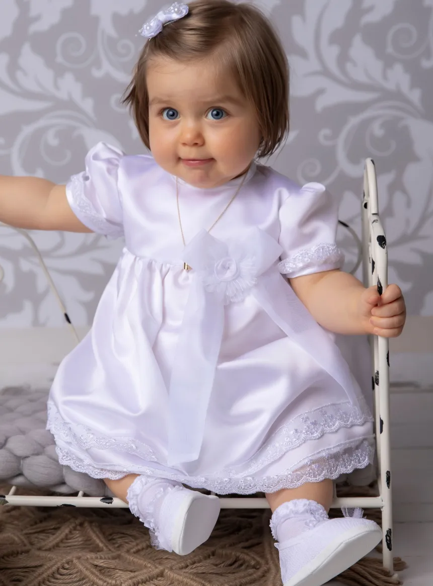 robe de baptême + culotte bloomer fille