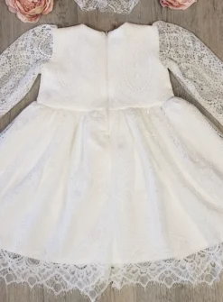 Robe de baptême dentelle + turban fille