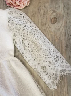 Robe de baptême dentelle + turban fille