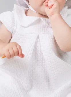 Robe de baptême longue coton + bonnet