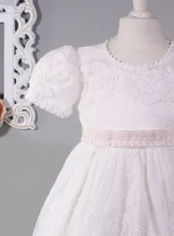 Robe de baptême longue dentelle Lison + béguin