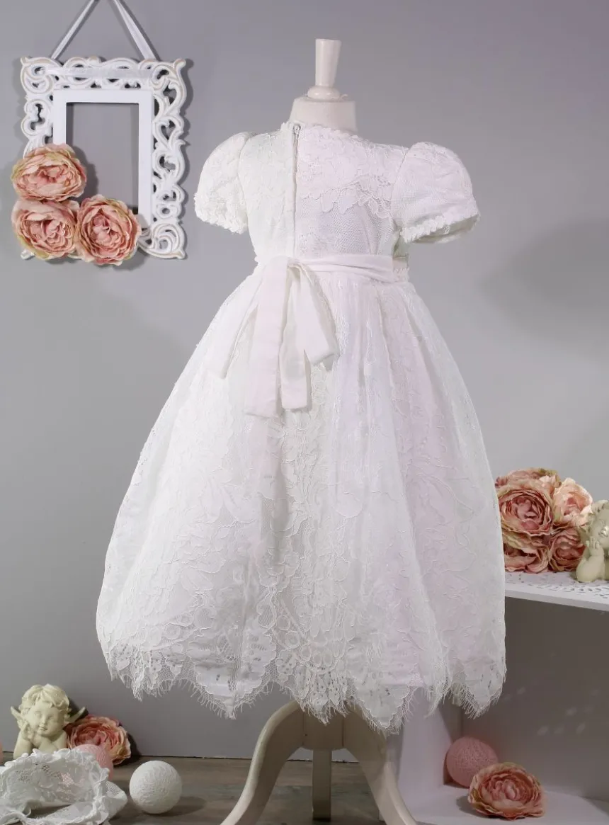 Robe de baptême longue dentelle Lison + béguin