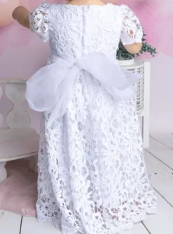 Robe de baptême longue dentelle + bonnet Mila