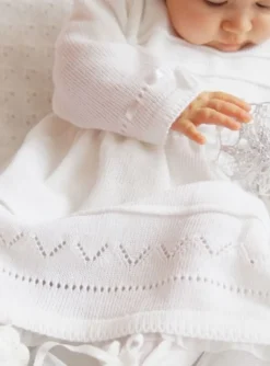 Robe de baptême manches longues + bonnet Jeanne