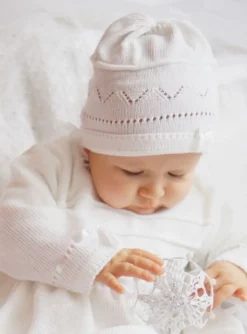 Robe de baptême manches longues + bonnet Jeanne