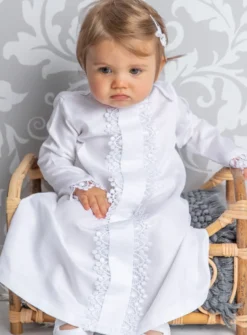 Robe de baptême manches longues et dentelle Iris