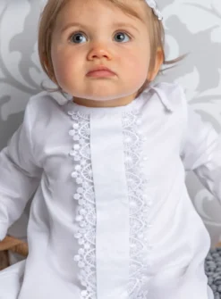 Robe de baptême manches longues et dentelle Iris