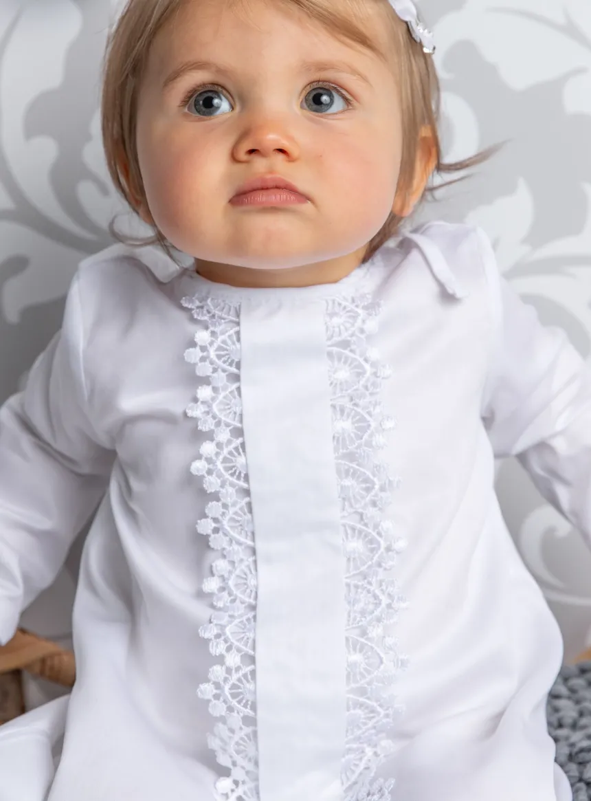Robe de baptême manches longues et dentelle Iris