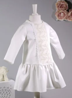 Robe de baptême manches longues dentelle