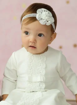 Robe de baptême manches longues hiver dentelle