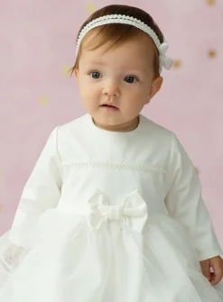 Robe de baptême manches longues hiver tulle