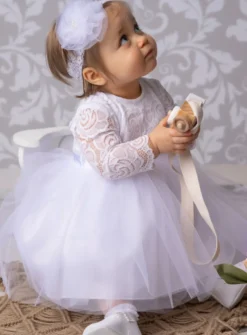 Robe de baptême manches longues dentelles Elisa