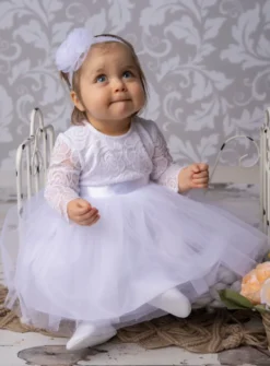 Robe de baptême manches longues dentelles Elisa