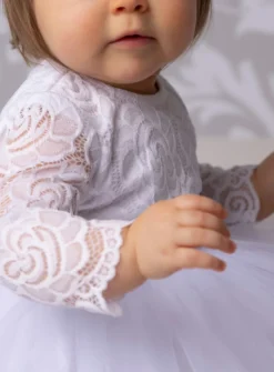 Robe de baptême manches longues dentelles Elisa