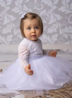 Robe de baptême manches longues dentelles Elisa