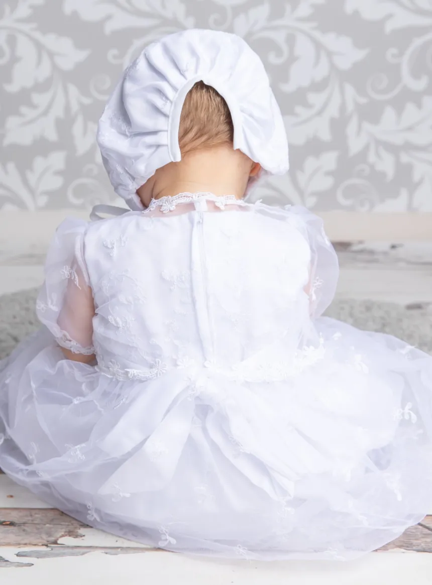 Robe de baptême traditionnelle Adèle avec Cape et bonnet