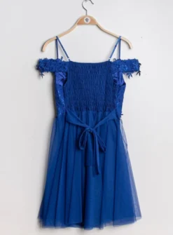 Robe de cocktail courte femme dentelle et mousseline