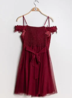 Robe de cocktail courte femme dentelle et mousseline