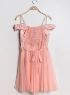 Robe de cocktail courte femme dentelle et mousseline