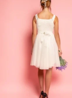 Robe de cocktail courte femme dentelle et mousseline