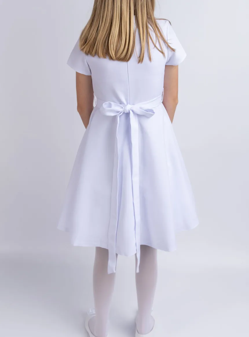 Robe de communion courte Jane + ceinture dentelle - Collection Création