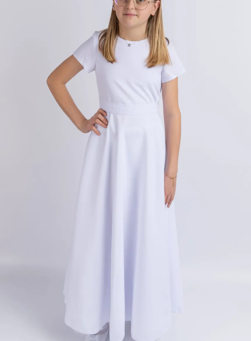 Robe de communion Kenza + ceinture dentelle - Collection Création