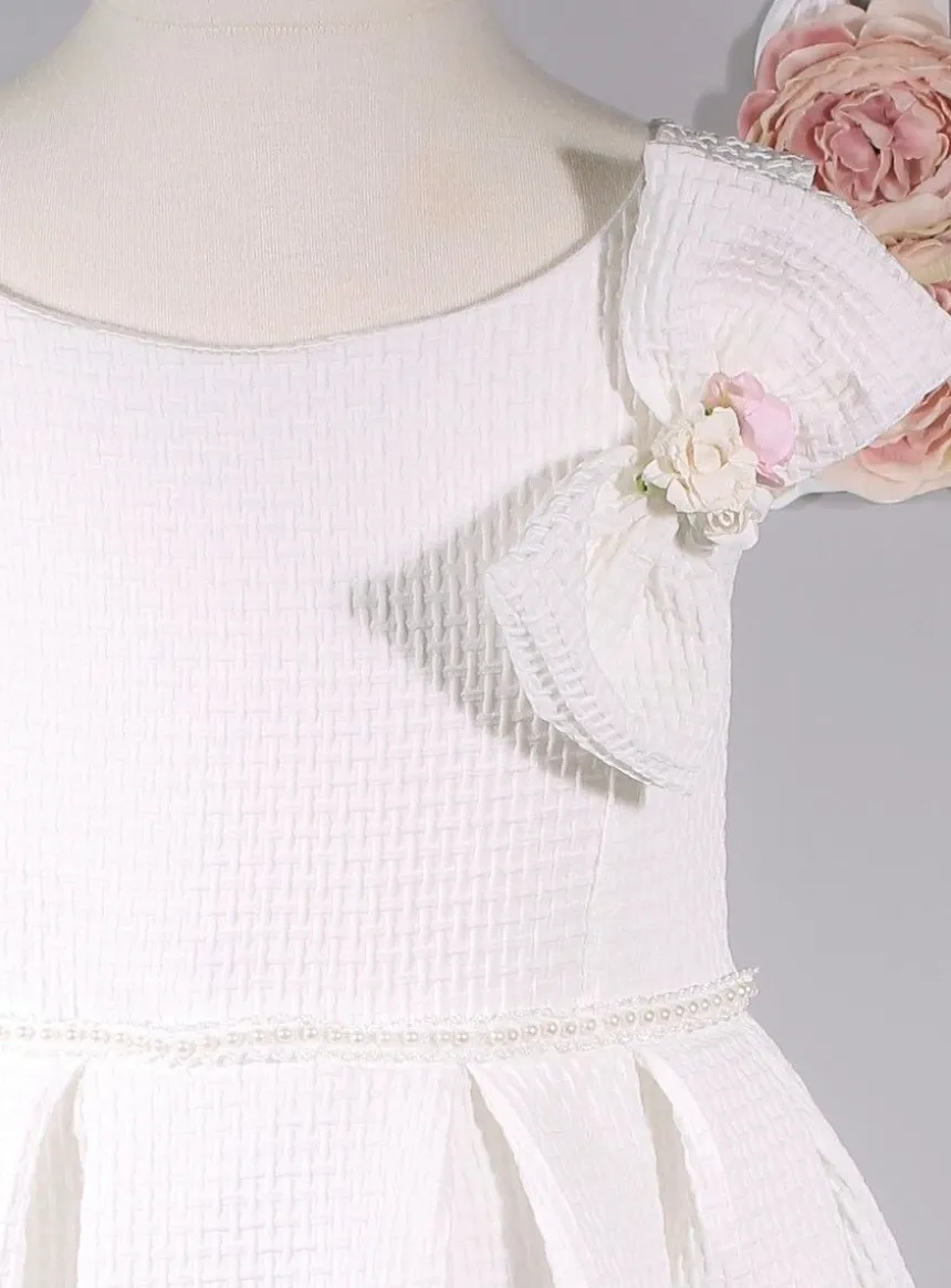 Robe de communion noeud et fleurs