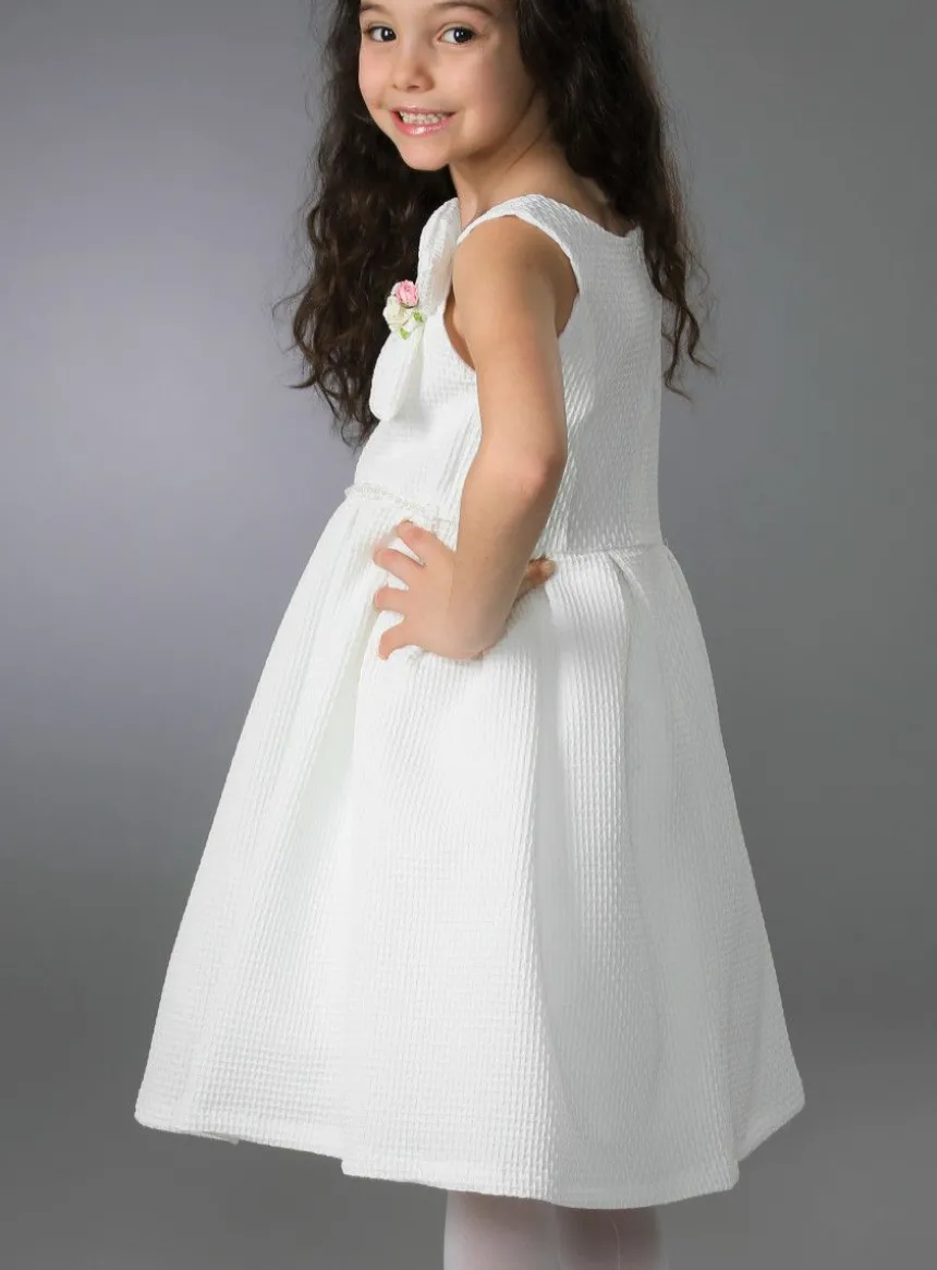 Robe de communion noeud et fleurs
