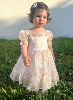 Robe de cérémonie bébé fille fleurie