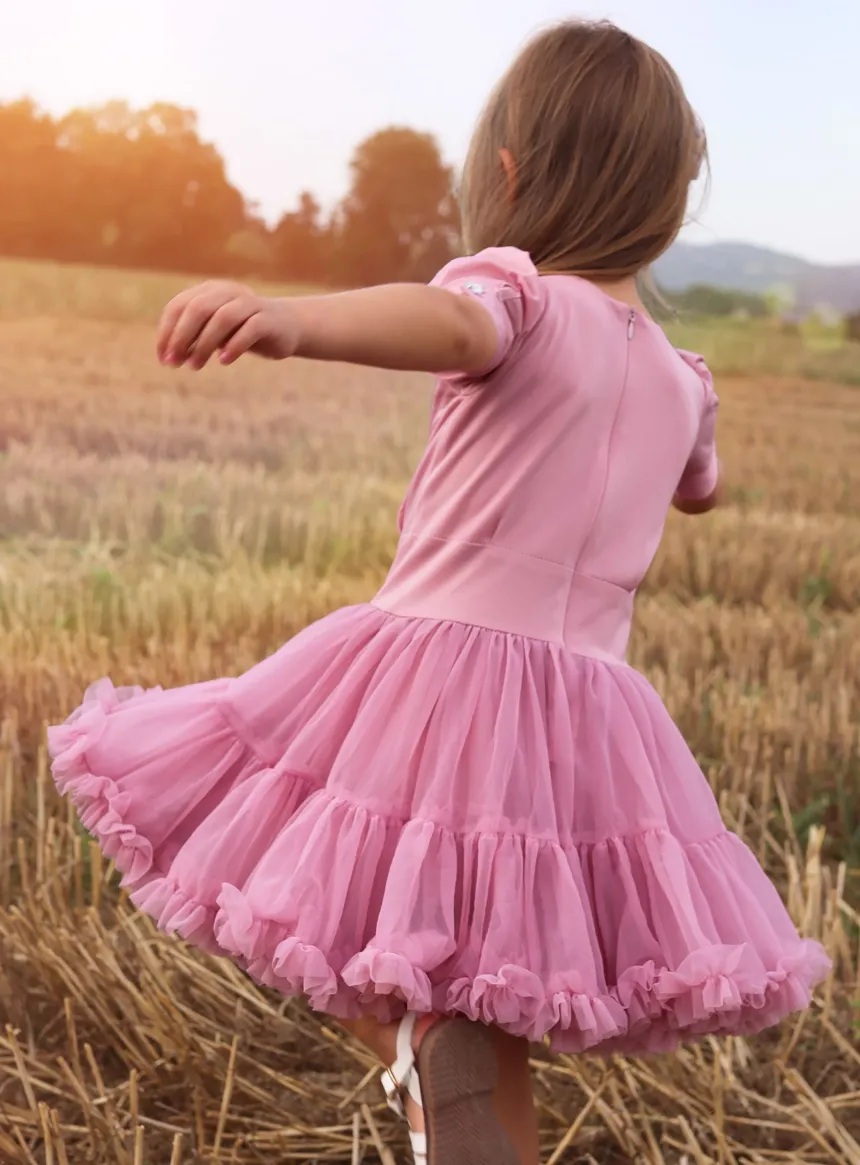Robe de cérémonie bouffante pour petite fille + bandeau