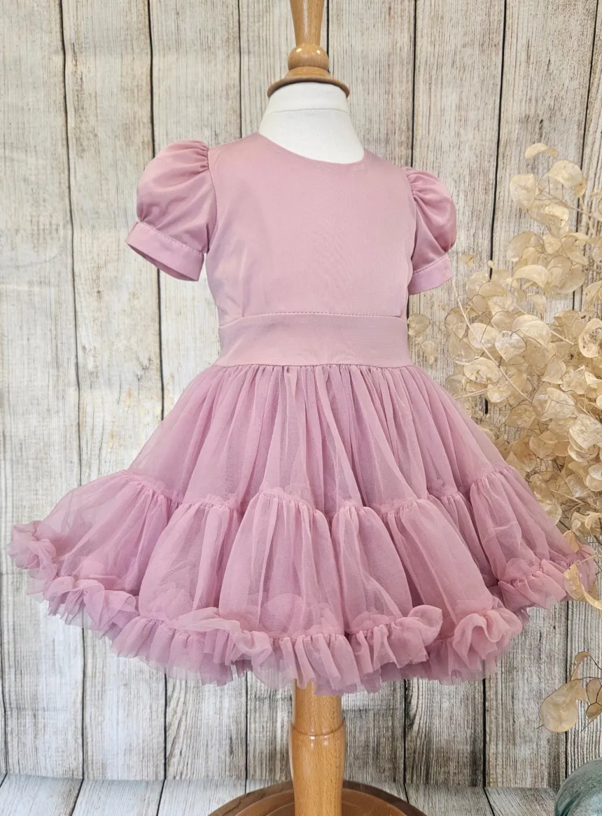 Robe de cérémonie bouffante pour petite fille + bandeau