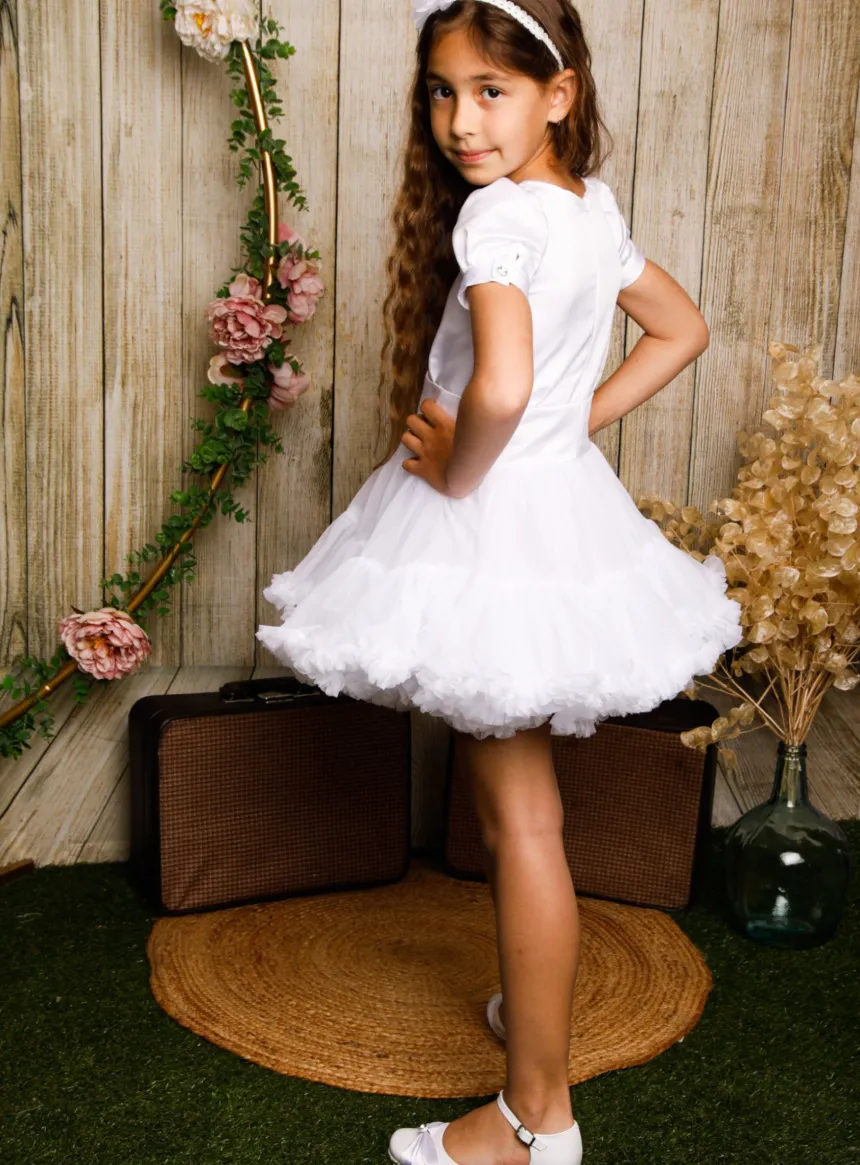 Robe de cérémonie bouffante pour petite fille + bandeau