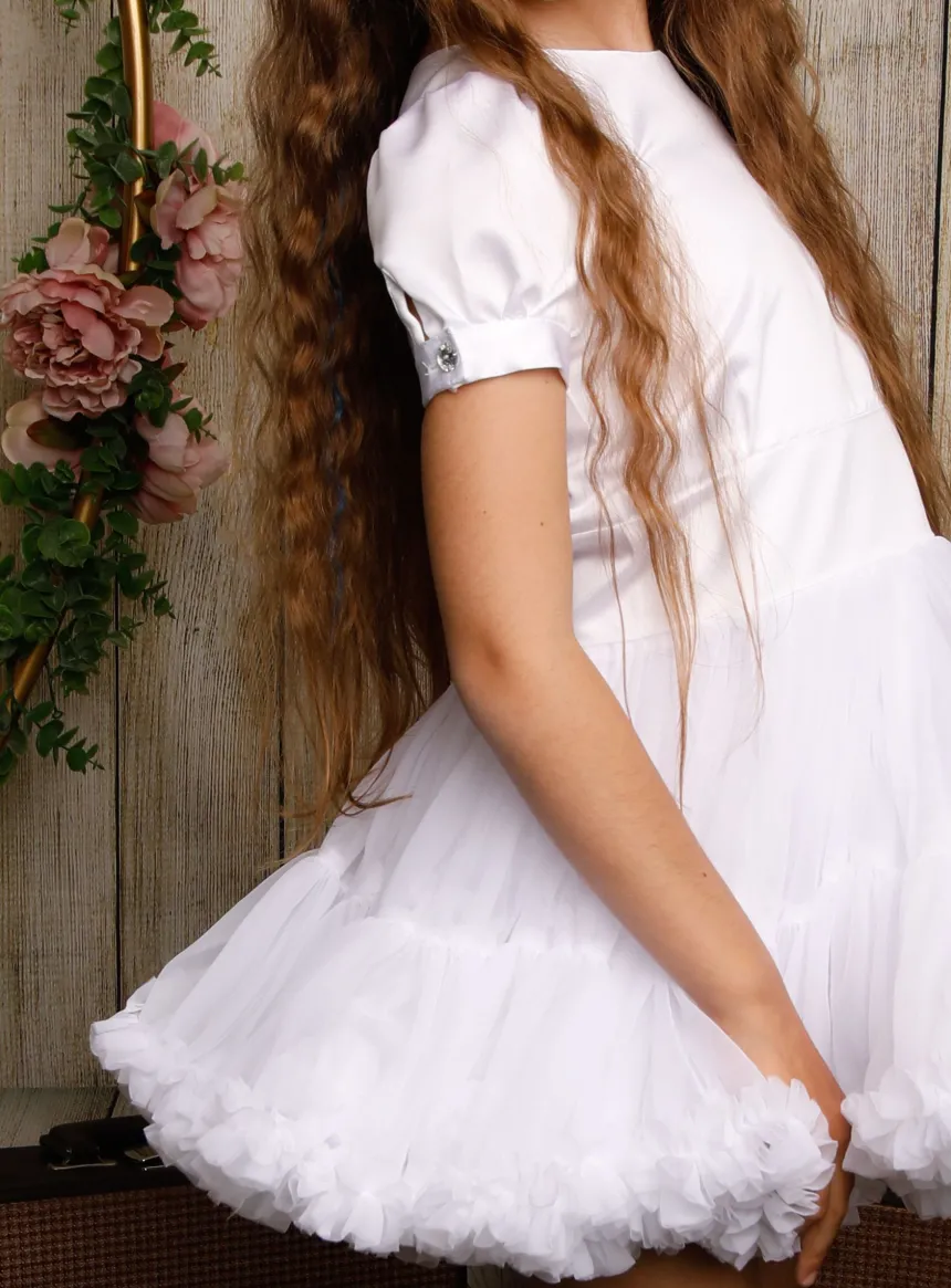 Robe de cérémonie bouffante pour petite fille + bandeau