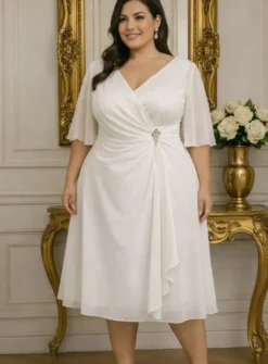 Robe de cérémonie femme grande taille en mousseline