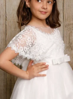 Robe de cérémonie fille avec cape dentelle Ninon