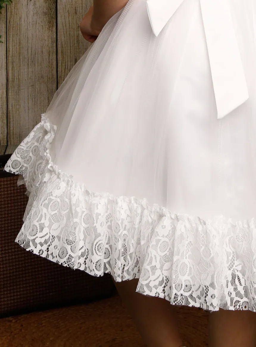 Robe de cérémonie fille avec cape dentelle Ninon