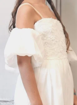 Robe de cérémonie fille bouffante et manches tombantes