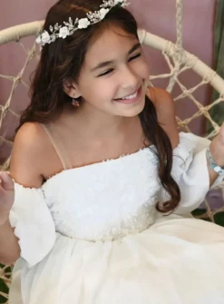Robe de cérémonie fille bouffante et manches tombantes