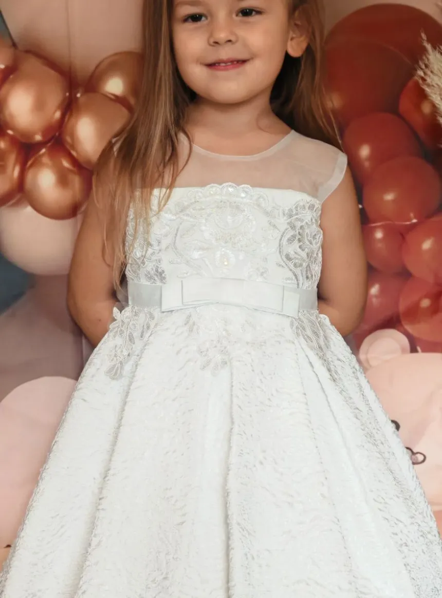 Robe de cérémonie fille broderie et fleurs