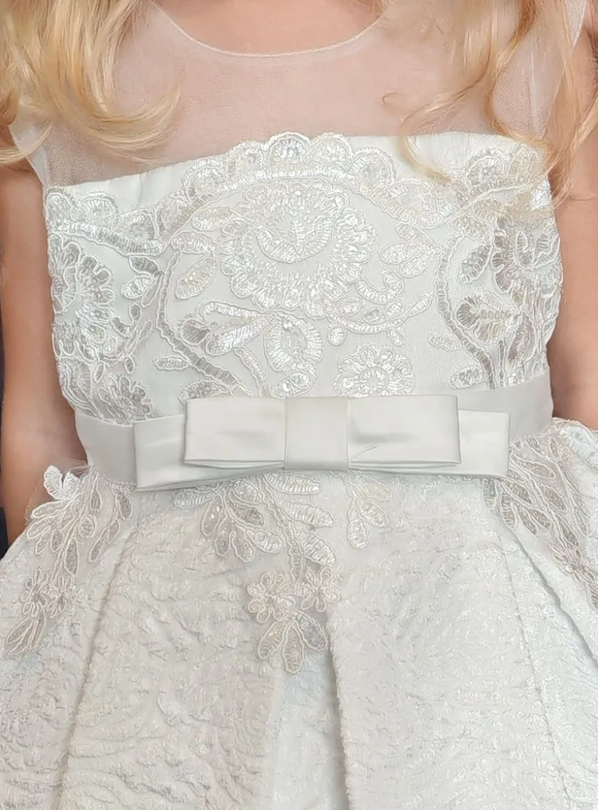 Robe de cérémonie fille broderie et fleurs