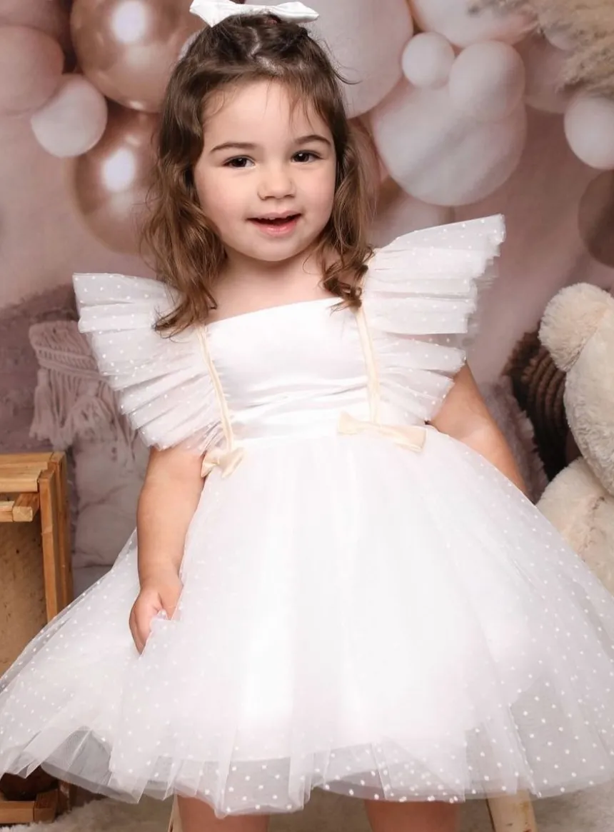 Robe de cérémonie fille ivoire en tulle